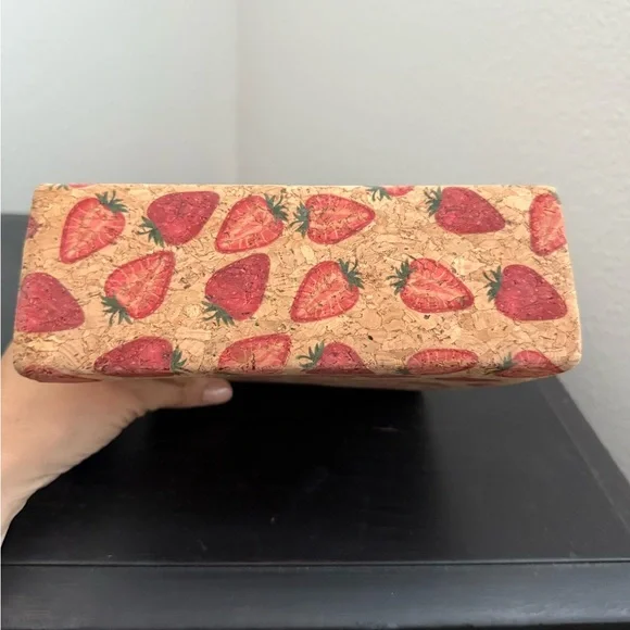 Strawberry Print Handbag with Gold Handle - Picture 9 of 9